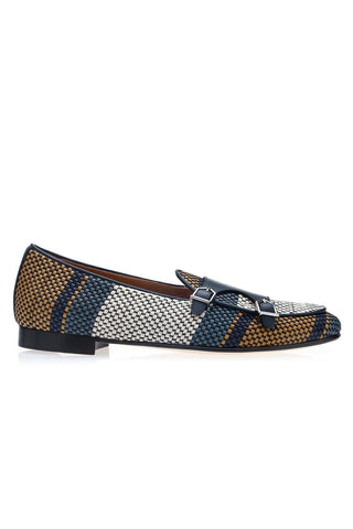SUPERGLAMOUROUS Tangerine 7 Tetris Hand-Loomed Leather Belgian Loafer-Dellamoda
