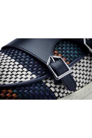 SUPERGLAMOUROUS Tangerine 7 Tetris Hand-Loomed Leather Double Monk Sneaker (SPGM1341)-Dellamoda
