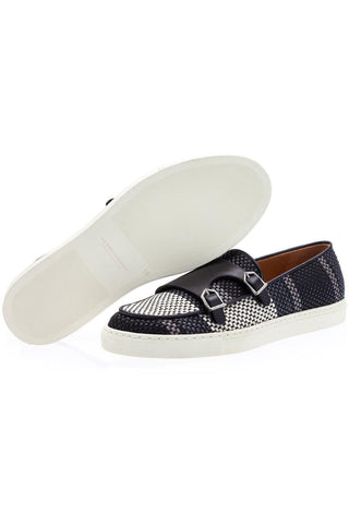 SUPERGLAMOUROUS Tangerine 7 Tetris Hand-Loomed Leather Double Monk Sneaker (SPGM1341)-Dellamoda