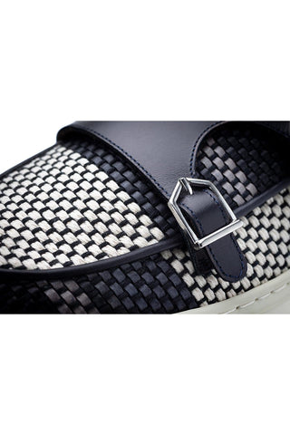 SUPERGLAMOUROUS Tangerine 7 Tetris Hand-Loomed Leather Double Monk Sneaker (SPGM1341)-Dellamoda