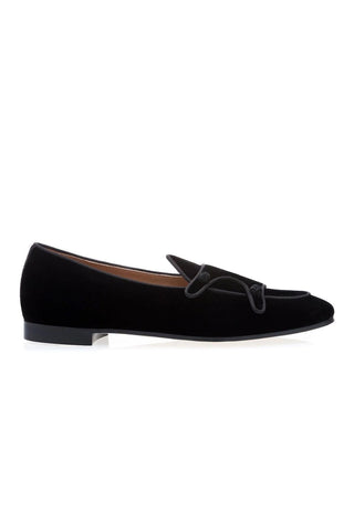 SUPERGLAMOUROUS Tangerine 7 Velour Black Velvet Monk-Straps Belgian Loafers (SPGMS1022)-AmbrogioShoes