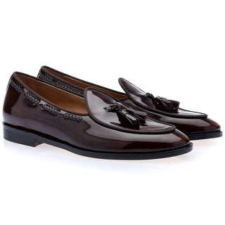 SUPERGLAMOUROUS Tangerine 8 Brushed Polished Calf-Skin Leather Belgian Tassel Loafers (SPGM1152)-AmbrogioShoes