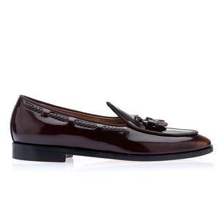 SUPERGLAMOUROUS Tangerine 8 Brushed Polished Calf-Skin Leather Belgian Tassel Loafers (SPGM1152)-AmbrogioShoes