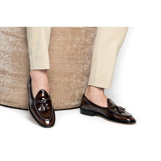 SUPERGLAMOUROUS Tangerine 8 Brushed Polished Calf-Skin Leather Belgian Tassel Loafers (SPGM1152)-AmbrogioShoes