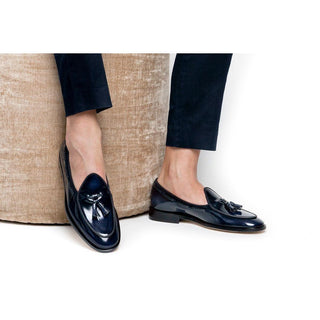 SUPERGLAMOUROUS Tangerine 8 Brushed Polished Calf-Skin Leather Belgian Tassel Loafers (SPGM1152)-AmbrogioShoes