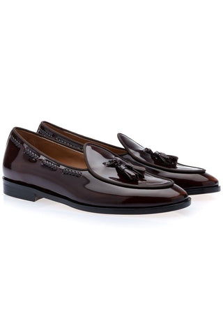 SUPERGLAMOUROUS Tangerine 8 Polished Leather Belgian Tassel Loafer-AmbrogioShoes