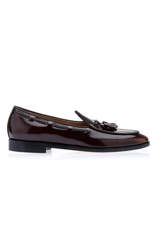 SUPERGLAMOUROUS Tangerine 8 Polished Leather Belgian Tassel Loafer-AmbrogioShoes