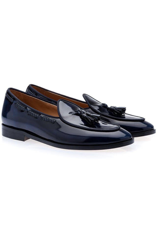 SUPERGLAMOUROUS Tangerine 8 Polished Leather Belgian Tassel Loafer-AmbrogioShoes