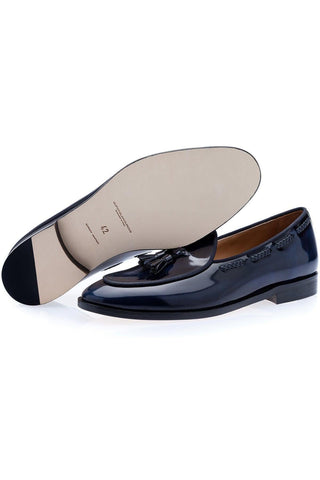 SUPERGLAMOUROUS Tangerine 8 Polished Leather Belgian Tassel Loafer-AmbrogioShoes