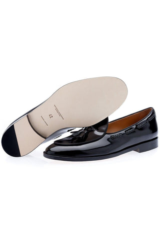 SUPERGLAMOUROUS Tangerine 8 Polished Leather Belgian Tassel Loafer-Dellamoda