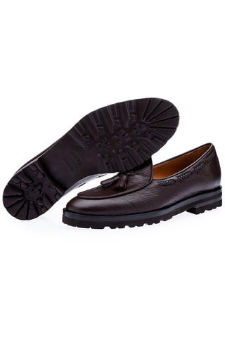 SUPERGLAMOUROUS Tangerine 8-T Deer-Skin Leather Belgian Tassel Loafers (SPGM1142)-Dellamoda
