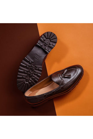 SUPERGLAMOUROUS Tangerine 8-T Deer-Skin Leather Belgian Tassel Loafers (SPGM1142)-Dellamoda