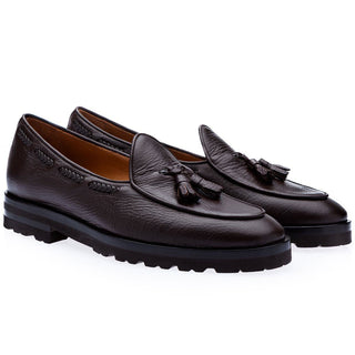 SUPERGLAMOUROUS Tangerine 8-T Men's Shoes Deer-Skin Leather Belgian Tassel Loafers (SPGM1142)-AmbrogioShoes