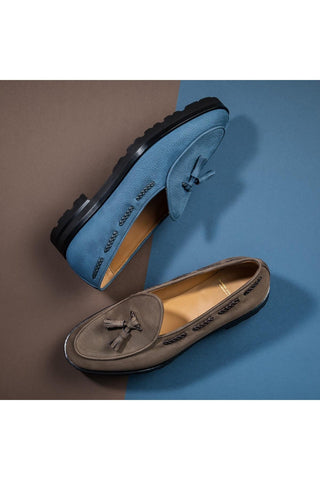 SUPERGLAMOUROUS Tangerine 8-T Oregon Grainy Nubuck Leather Belgian Tassel Loafer (SPGM1373)-AmbrogioShoes