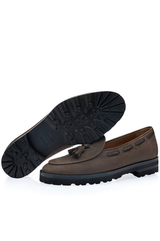 SUPERGLAMOUROUS Tangerine 8-T Oregon Grainy Nubuck Leather Belgian Tassel Loafer (SPGM1373)-AmbrogioShoes
