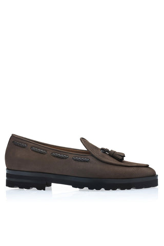 SUPERGLAMOUROUS Tangerine 8-T Oregon Grainy Nubuck Leather Belgian Tassel Loafer (SPGM1373)-Dellamoda