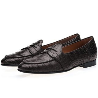 SUPERGLAMOUROUS Tangerine 9 Crocodile Skin Belgian Loafer (SPGM1353)-AmbrogioShoes