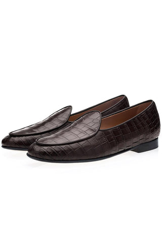 SUPERGLAMOUROUS Tangerine Crocodile Belgian Loafer(SPGM1348)-Dellamoda