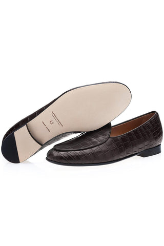 SUPERGLAMOUROUS Tangerine Crocodile Belgian Loafer(SPGM1348)-Dellamoda