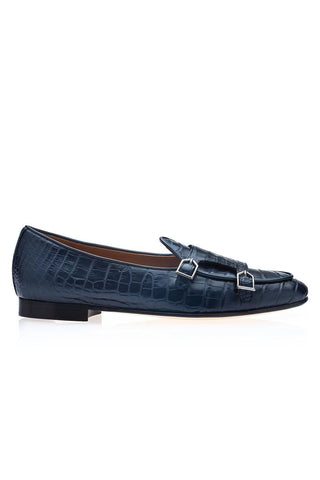 SUPERGLAMOUROUS Tangerine Crocodile Double Monk Belgian Loafer (SPGM1349)-AmbrogioShoes