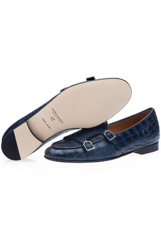 SUPERGLAMOUROUS Tangerine Crocodile Double Monk Belgian Loafer (SPGM1349)-AmbrogioShoes