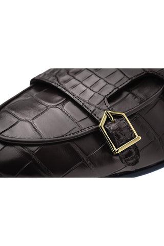 SUPERGLAMOUROUS Tangerine Crocodile Double Monk Belgian Loafer (SPGM1349)-AmbrogioShoes