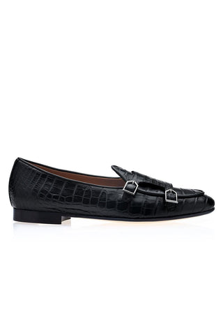 SUPERGLAMOUROUS Tangerine Crocodile Double Monk Belgian Loafer (SPGM1349)-Dellamoda