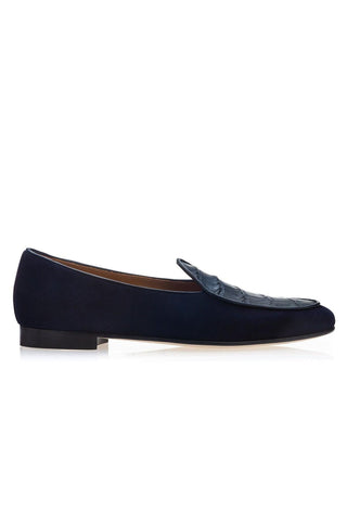 SUPERGLAMOUROUS Tangerine Crocosuede Crocodile / Suede Belgian Loafers (SPGM1337)