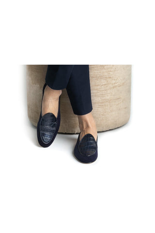 SUPERGLAMOUROUS Tangerine Crocosuede Crocodile / Suede Belgian Loafers (SPGM1337)