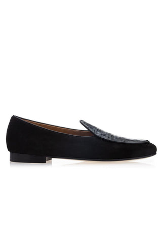 SUPERGLAMOUROUS Tangerine Crocosuede Crocodile / Suede Belgian Loafers (SPGM1337)-Dellamoda