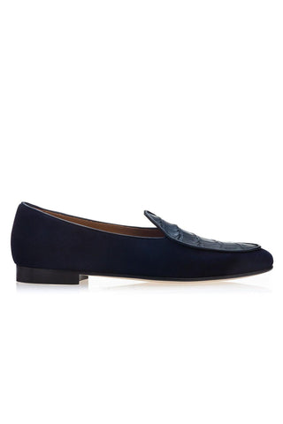 SUPERGLAMOUROUS Tangerine Crocosuede Exotic Crocodile / Suede Belgian Loafers (SPGM1337)-AmbrogioShoes
