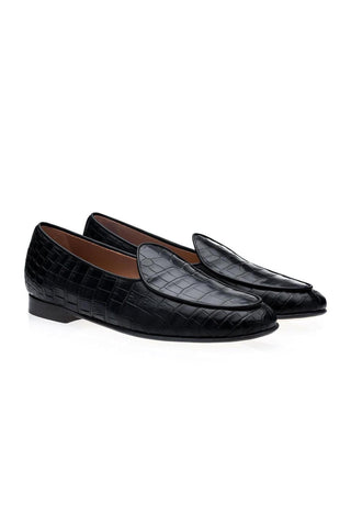 SUPERGLAMOUROUS Tangerine Exotic Crocodile Belgian Loafer(SPGM1348)-AmbrogioShoes
