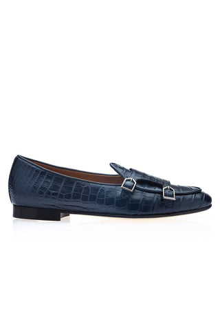 SUPERGLAMOUROUS Tangerine Exotic Crocodile Double Monk Belgian Loafer (SPGM1349)-AmbrogioShoes