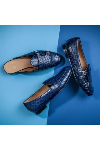 SUPERGLAMOUROUS Tangerine Exotic Crocodile Double Monk Belgian Loafer (SPGM1349)-AmbrogioShoes