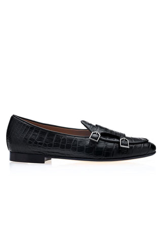 SUPERGLAMOUROUS Tangerine Exotic Crocodile Double Monk Belgian Loafer (SPGM1349)-AmbrogioShoes