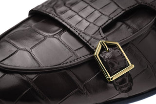 SUPERGLAMOUROUS Tangerine Men's Shoes Exotic Crocodile Double Monk Belgian Loafer (SPGM1349)-AmbrogioShoes