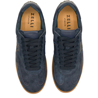 Zelli Italia Shizzo Men's Shoes Navy Suede Calf-Skin Leather Signature Sneaker (ZEL1049)