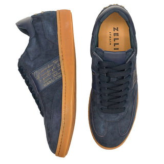 Zelli Italia Shizzo Men's Shoes Navy Suede Calf-Skin Leather Signature Sneaker (ZEL1049)