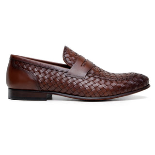 Studio Belvedere Luca Men's Shoes Woven / Calf Leather Slip-On Penny Loafer (SBV1003)-AmbrogioShoes