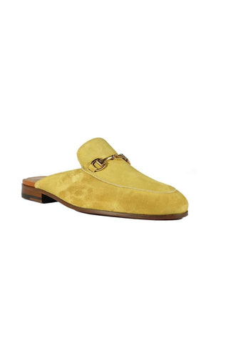 Valentino 19700 Golden Lime Suede Slipper Mules (VAL1003)-AmbrogioShoes