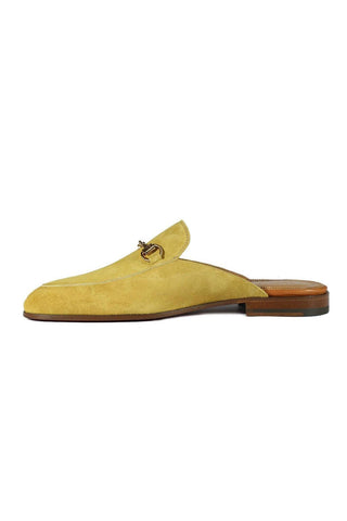 Valentino 19700 Golden Lime Suede Slipper Mules (VAL1003)-AmbrogioShoes