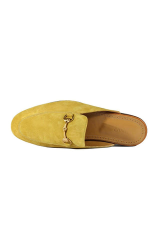 Valentino 19700 Golden Lime Suede Slipper Mules (VAL1003)-AmbrogioShoes