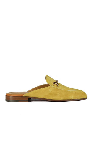 Valentino 19700 Golden Lime Suede Slipper Mules (VAL1003)-AmbrogioShoes