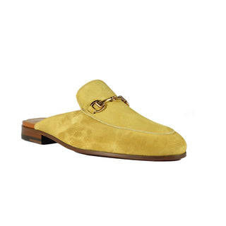 Valentino 19700 Men's Shoes Golden Lime Suede Leather Slipper Mules (VAL1003)-AmbrogioShoes