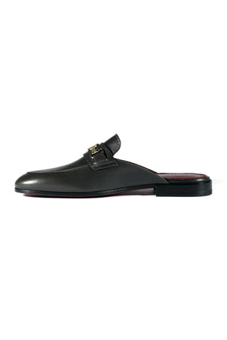 Valentino 19700/M Gray Calf-Skin Leather Slipper Mules (VAL1001)-AmbrogioShoes