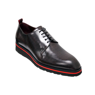 Valentino Dante Men's Shoes Polished Calf-Skin Leather "V" logo Derby Oxfords (VAL1009)-AmbrogioShoes