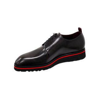 Valentino Dante Men's Shoes Polished Calf-Skin Leather "V" logo Derby Oxfords (VAL1009)-AmbrogioShoes