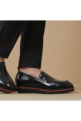 Valentino Deacon 19521 Polished Leather Slip-On Black Loafers (VAL1008)