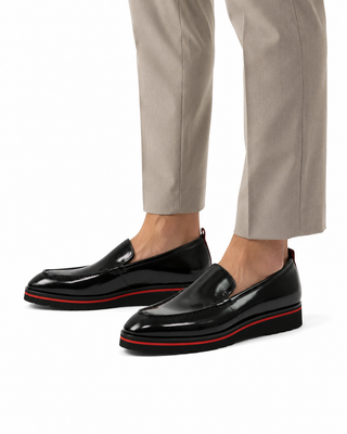 Valentino Deacon 19521 Polished Leather Slip-On Black Loafers (VAL1008)
