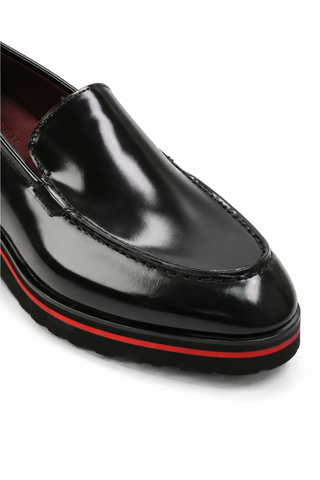 Valentino Deacon 19521 Polished Leather Slip-On Black Loafers (VAL1008)-Dellamoda